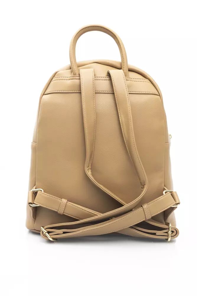 Baldinini Trend Chic Beige Backpack with Golden Accents