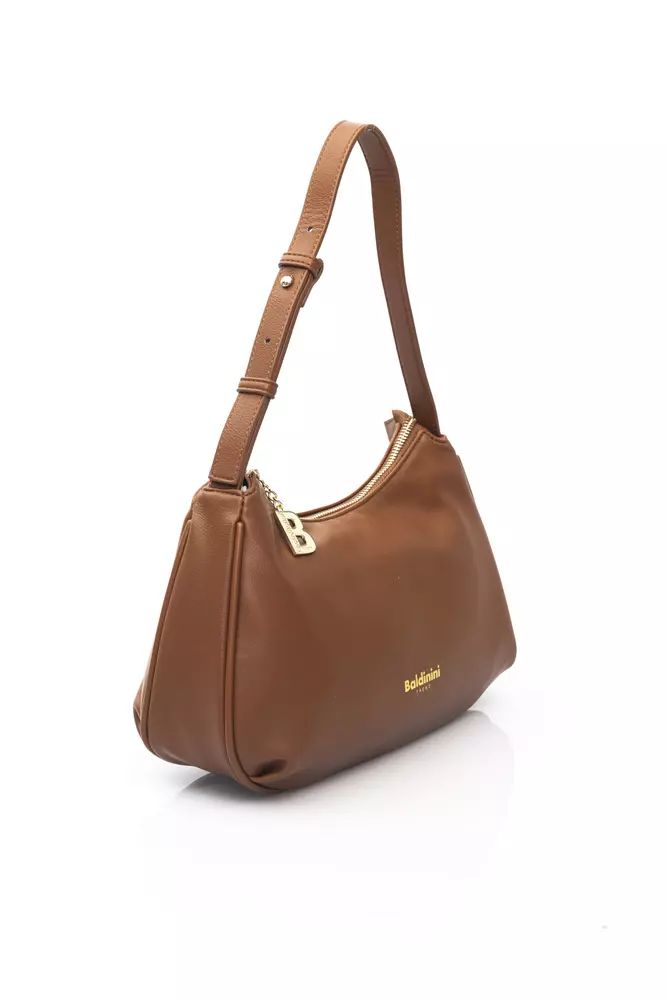 Baldinini Trend Chic Brown Polyethylene Shoulder Bag with Golden Details