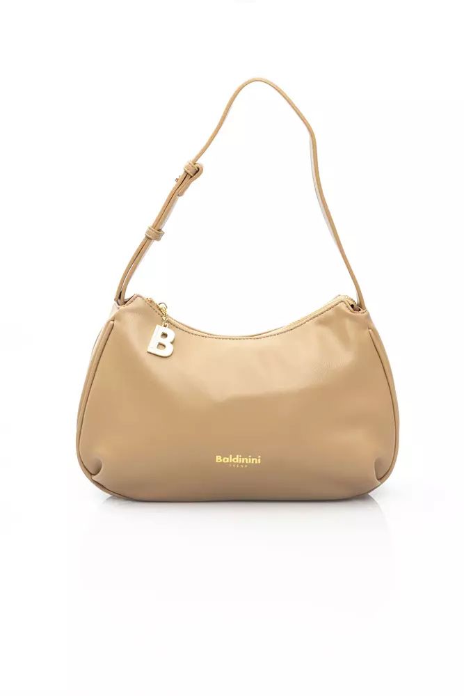 Baldinini Trend Beige Shoulder Bag with Golden Accents