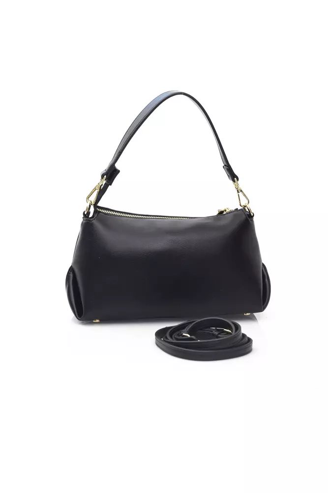 Baldinini Trend Elegant Black Golden-Detailed Shoulder Bag