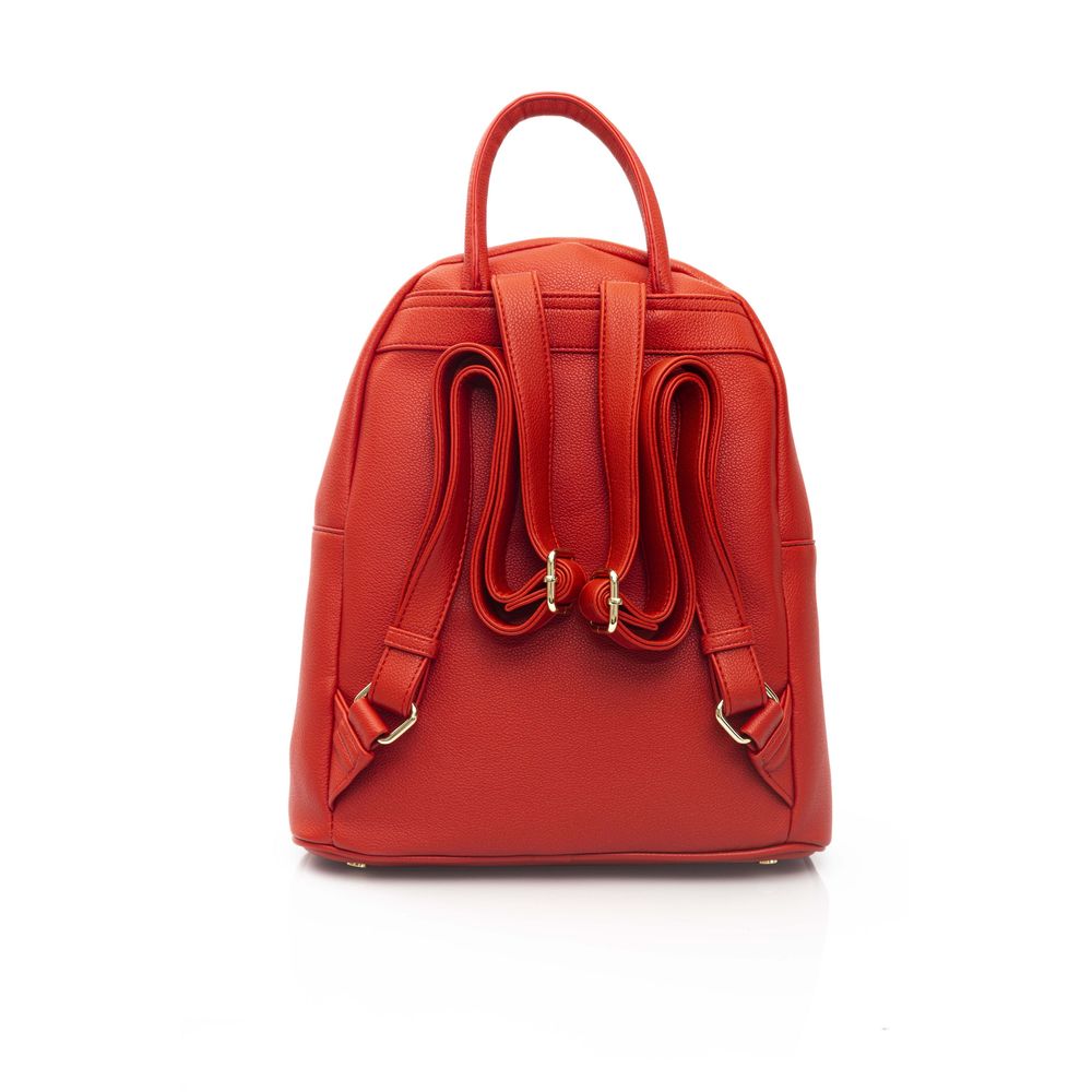 Baldinini Trend Chic Red Backpack with Golden Accents