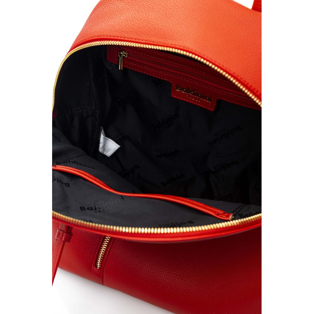 Baldinini Trend Chic Red Backpack with Golden Accents