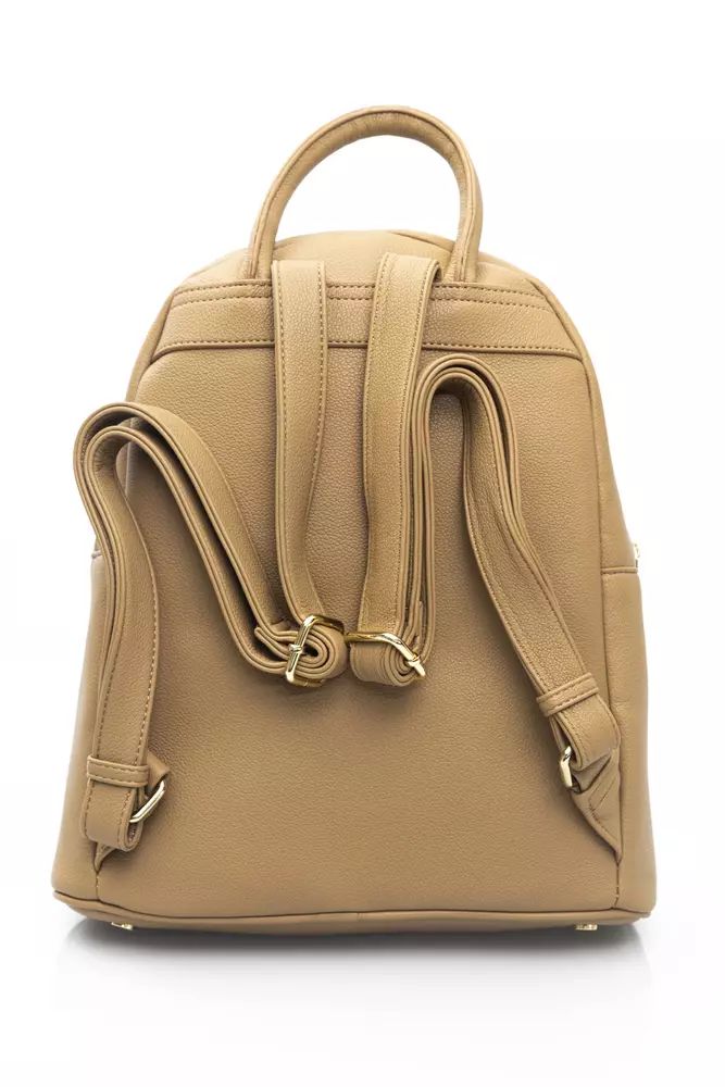 Baldinini Trend Elegant Beige Backpack with Golden Accents