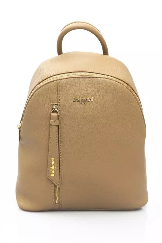 Baldinini Trend Elegant Beige Backpack with Golden Accents