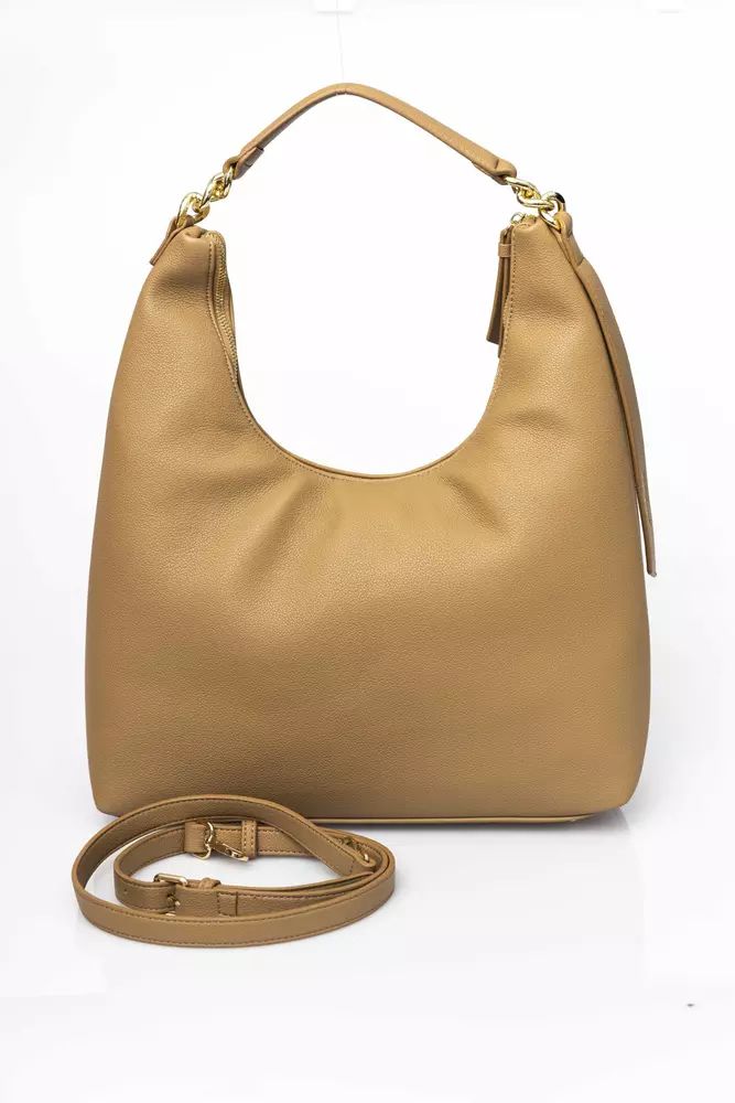 Baldinini Trend Elegant Beige Shoulder Bag with Golden Accents