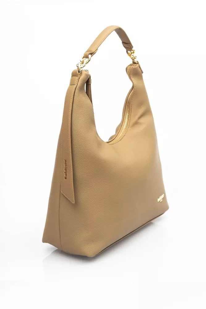 Baldinini Trend Elegant Beige Shoulder Bag with Golden Accents