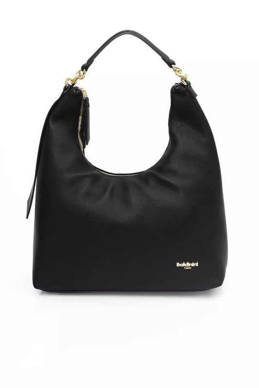 Baldinini Trend Chic Black Shoulder Bag with Golden Accents