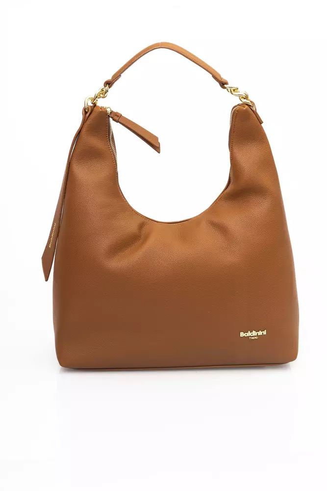 Baldinini Trend Chic Brown Shoulder Bag with Golden Accents