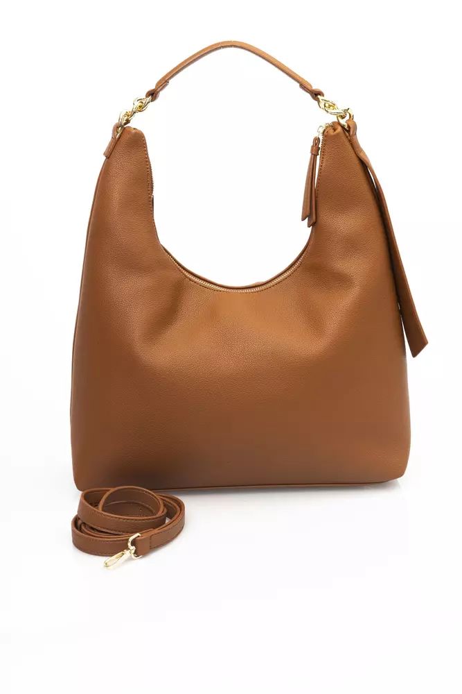 Baldinini Trend Chic Brown Shoulder Bag with Golden Accents