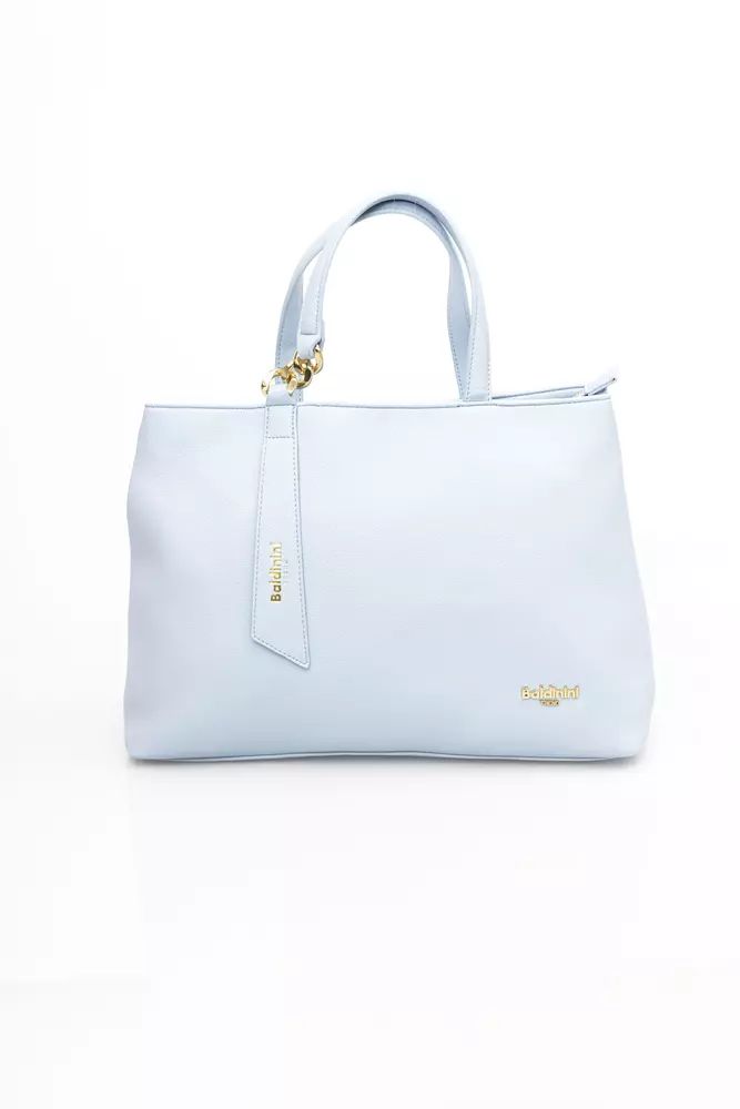 Baldinini Trend Elegant Light Blue Shoulder Bag with Golden Accents