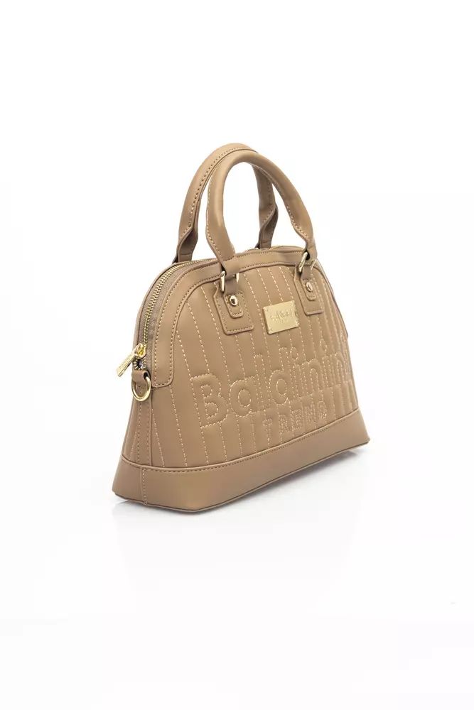 Baldinini Trend Elegant Beige Shoulder Bag with Golden Accents