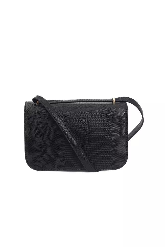 Baldinini Trend Chic Black Crossbody With Golden Accents