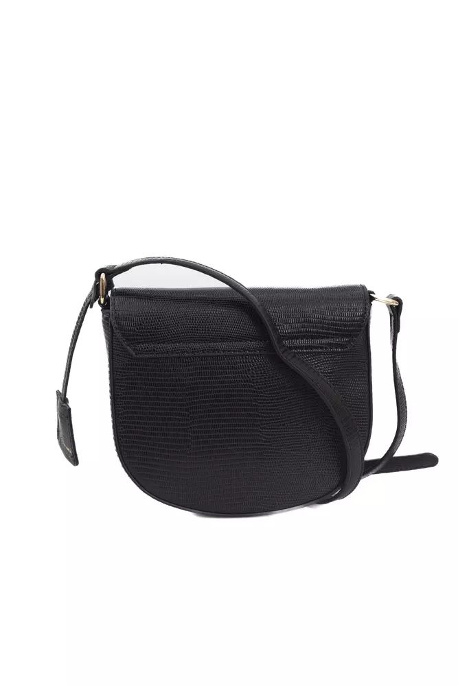 Baldinini Trend Elegant Black Shoulder Flap Bag with Golden Accents