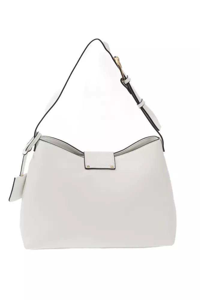 Baldinini Trend Chic White Flap Bag with Golden Accents