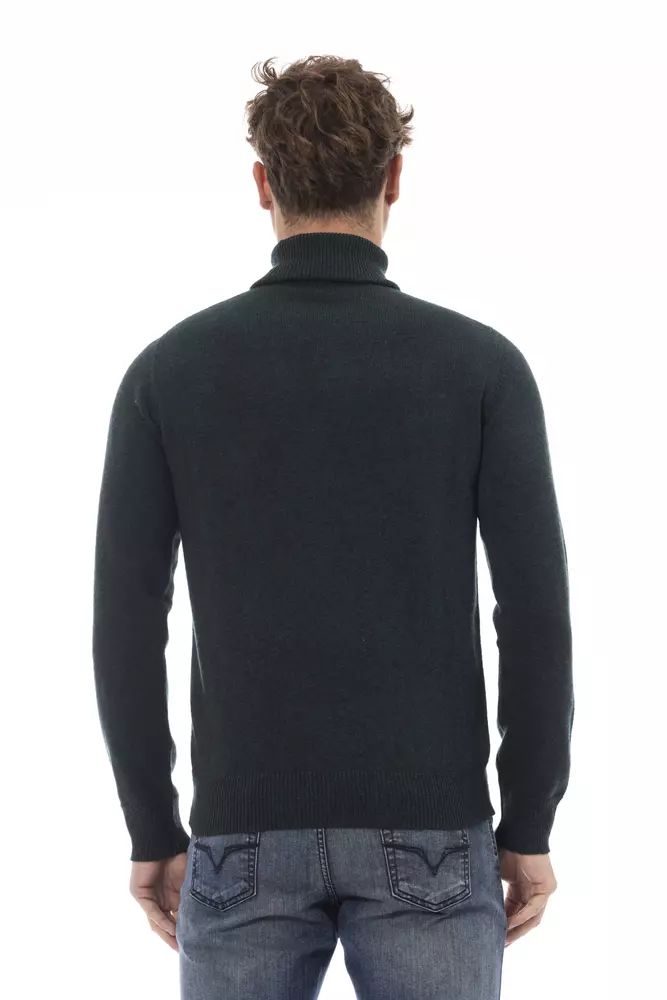 Alpha Studio Elegant Turtleneck Woolen Sweater in Rich Green