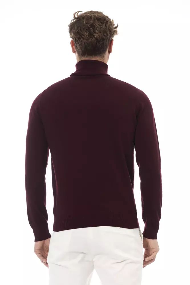 Alpha Studio Elegant Burgundy Turtleneck Sweater for Men