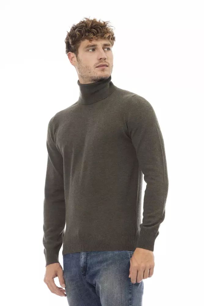 Alpha Studio Elegant Green Turtleneck Sweater for Men