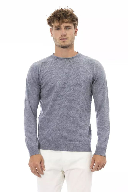 Alpha Studio Elegant Light Blue Crewneck Sweater