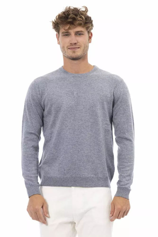 Alpha Studio Elegant Light Blue Crewneck Sweater