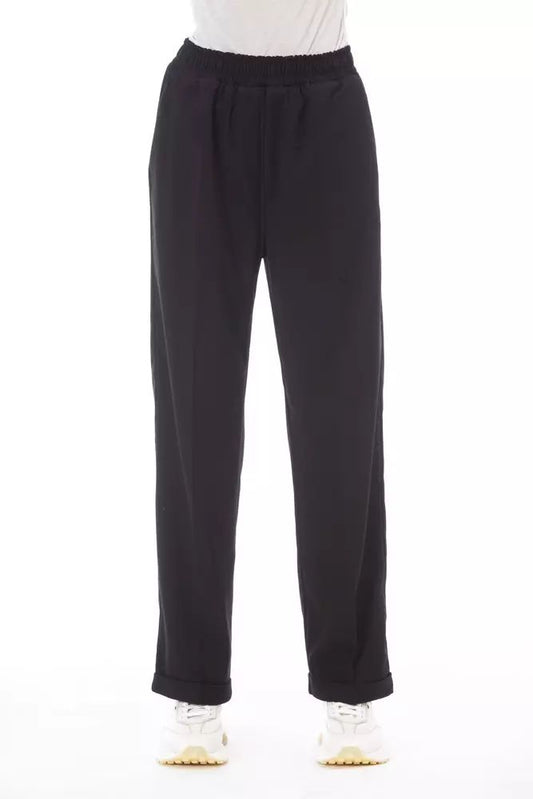 Alpha Studio Elegant Black Trousers With Side Welt Pockets