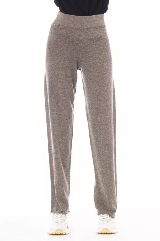 Alpha Studio Chic High-Waisted Alpaca Blend Trousers