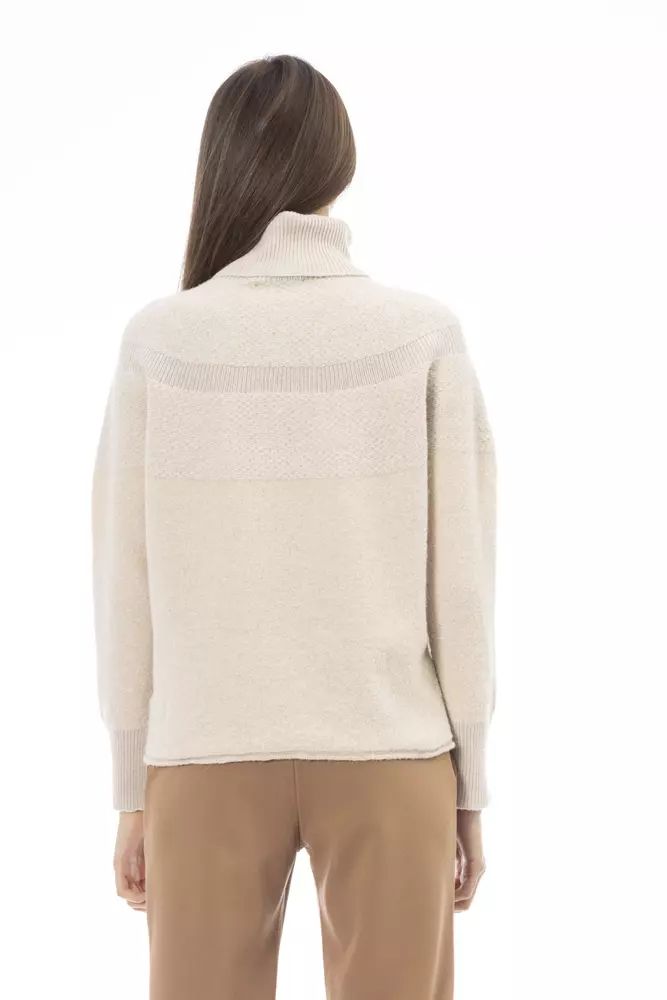 Alpha Studio Elegant Beige Turtleneck Sweater