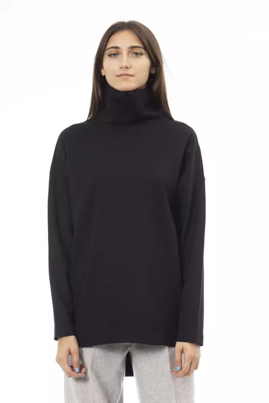 Alpha Studio Elegant Black Turtleneck Sweater