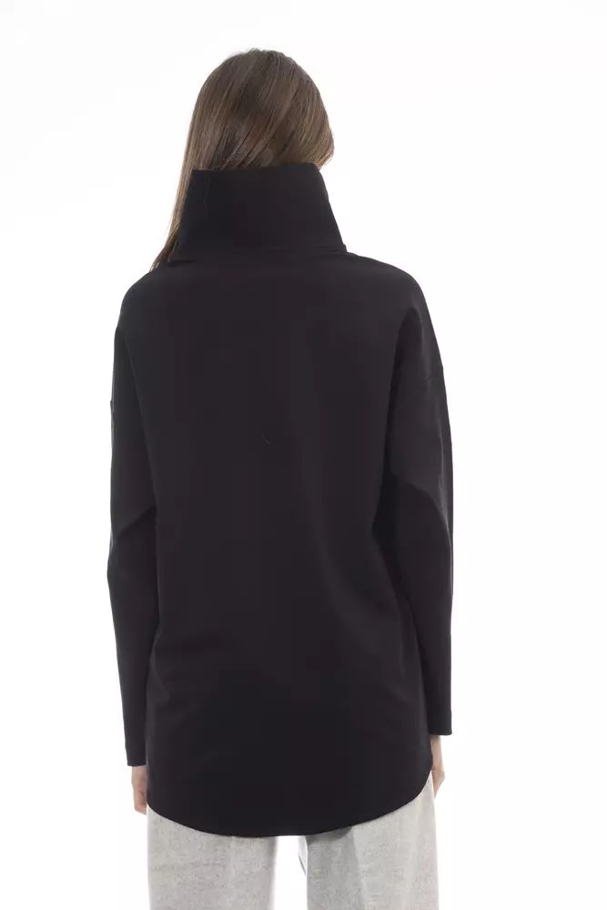 Alpha Studio Elegant Black Turtleneck Sweater