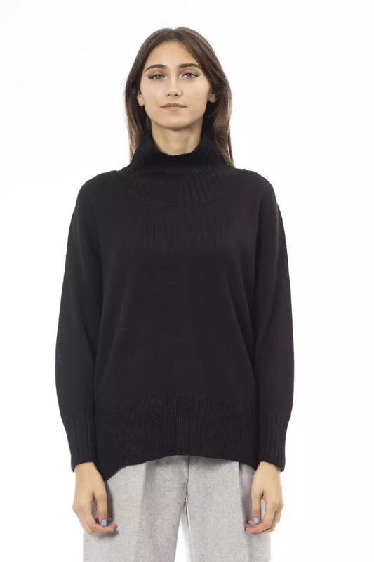 Alpha Studio Chic Turtleneck Sweater with Side Slits