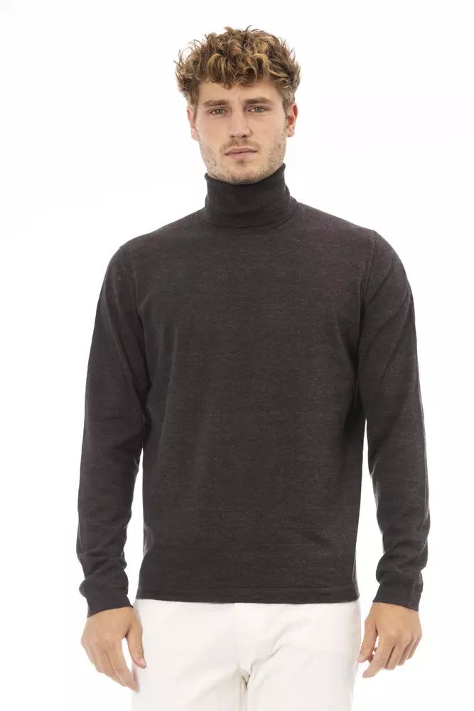 Alpha Studio Elegant Turtleneck Sweater in Rich Brown