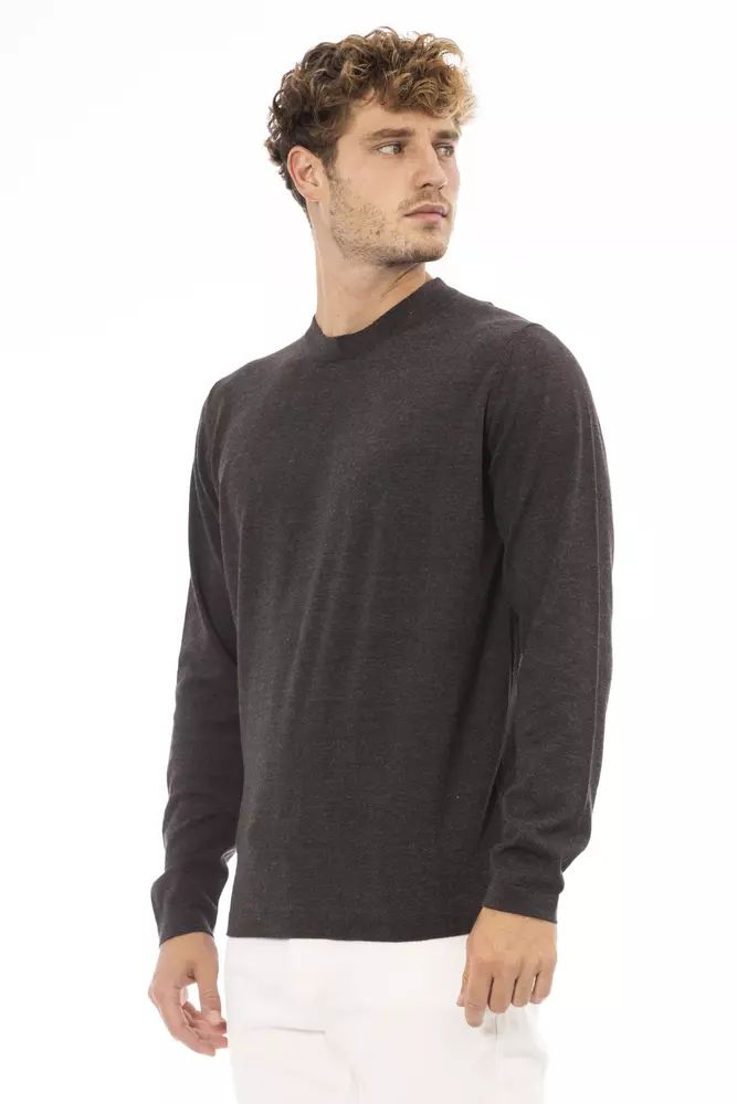 Alpha Studio Elegant Brown Crewneck Sweater for Men