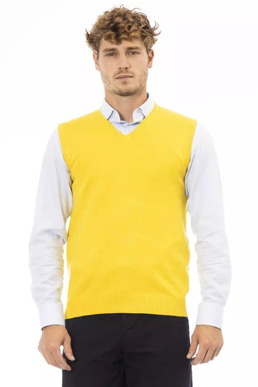 Alpha Studio Sleek V-Neckline Yellow Vest