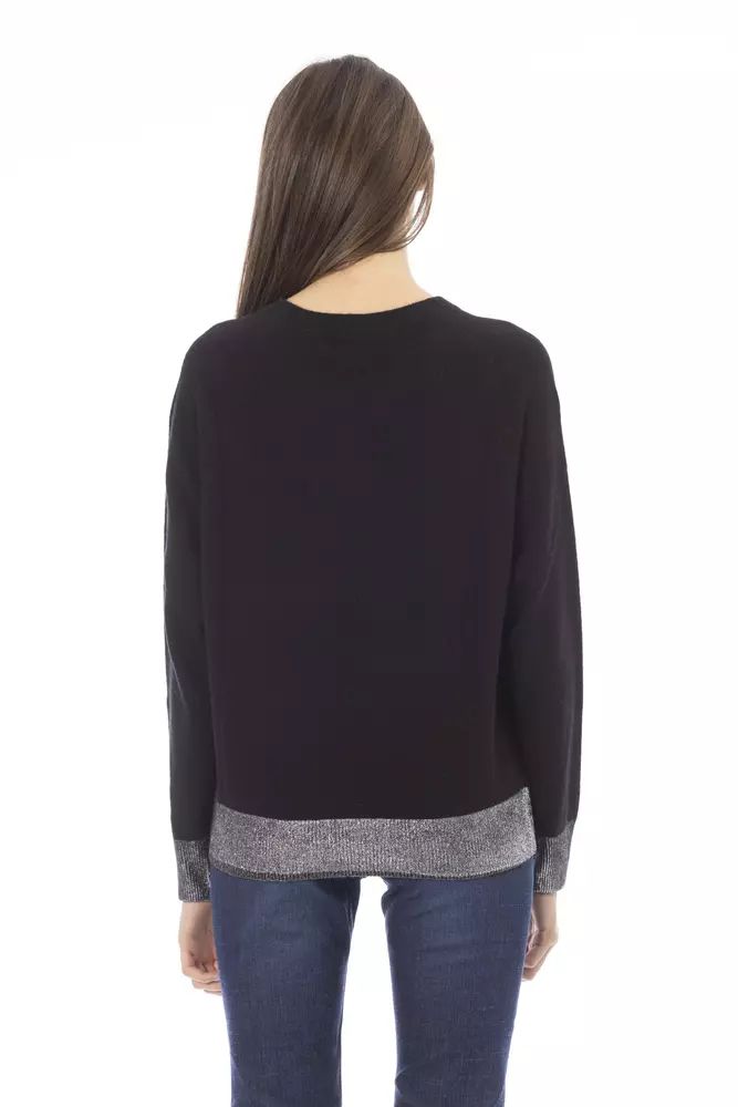 Baldinini Trend Chic Monogram Crew Neck Cashmere-Blend Sweater