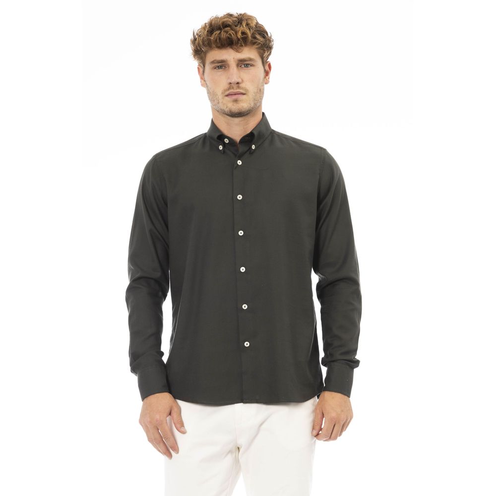 Baldinini Trend Chic Green Button-Down Cotton Shirt