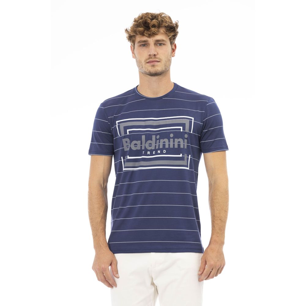 Baldinini Trend Chic Blue Cotton Tee with Front Print