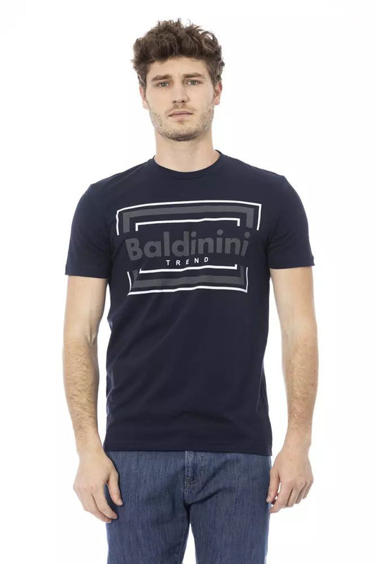 Baldinini Trend Chic Blue Cotton Tee with Stylish Front Print