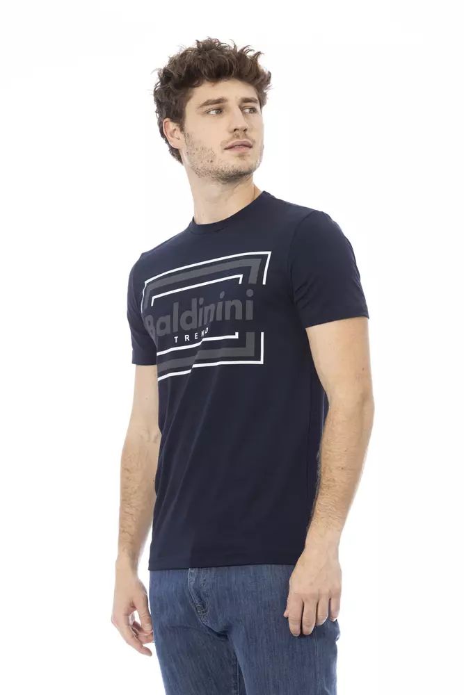 Baldinini Trend Chic Blue Cotton Tee with Stylish Front Print