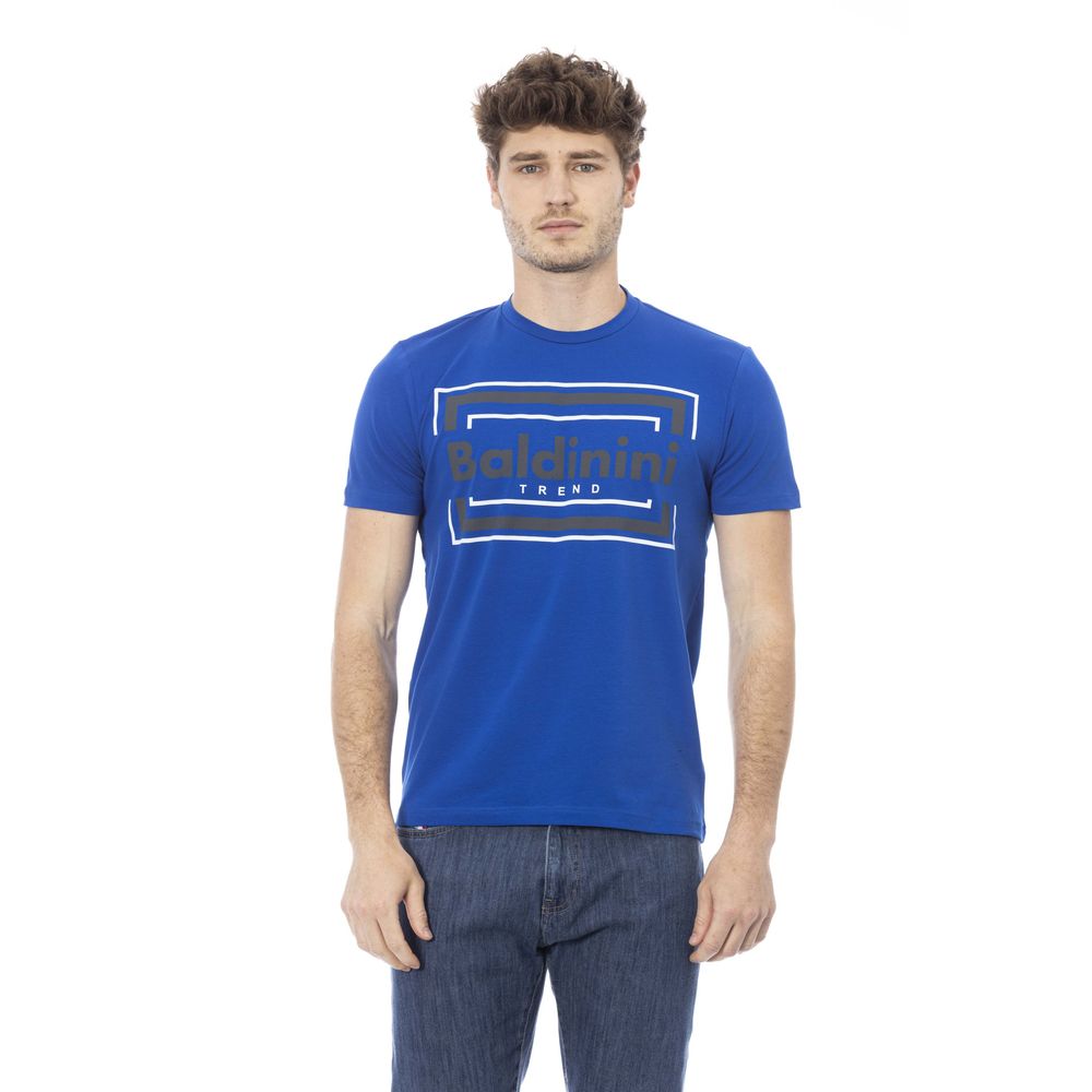 Baldinini Trend Chic Blue Cotton Tee with Elegant Front Print