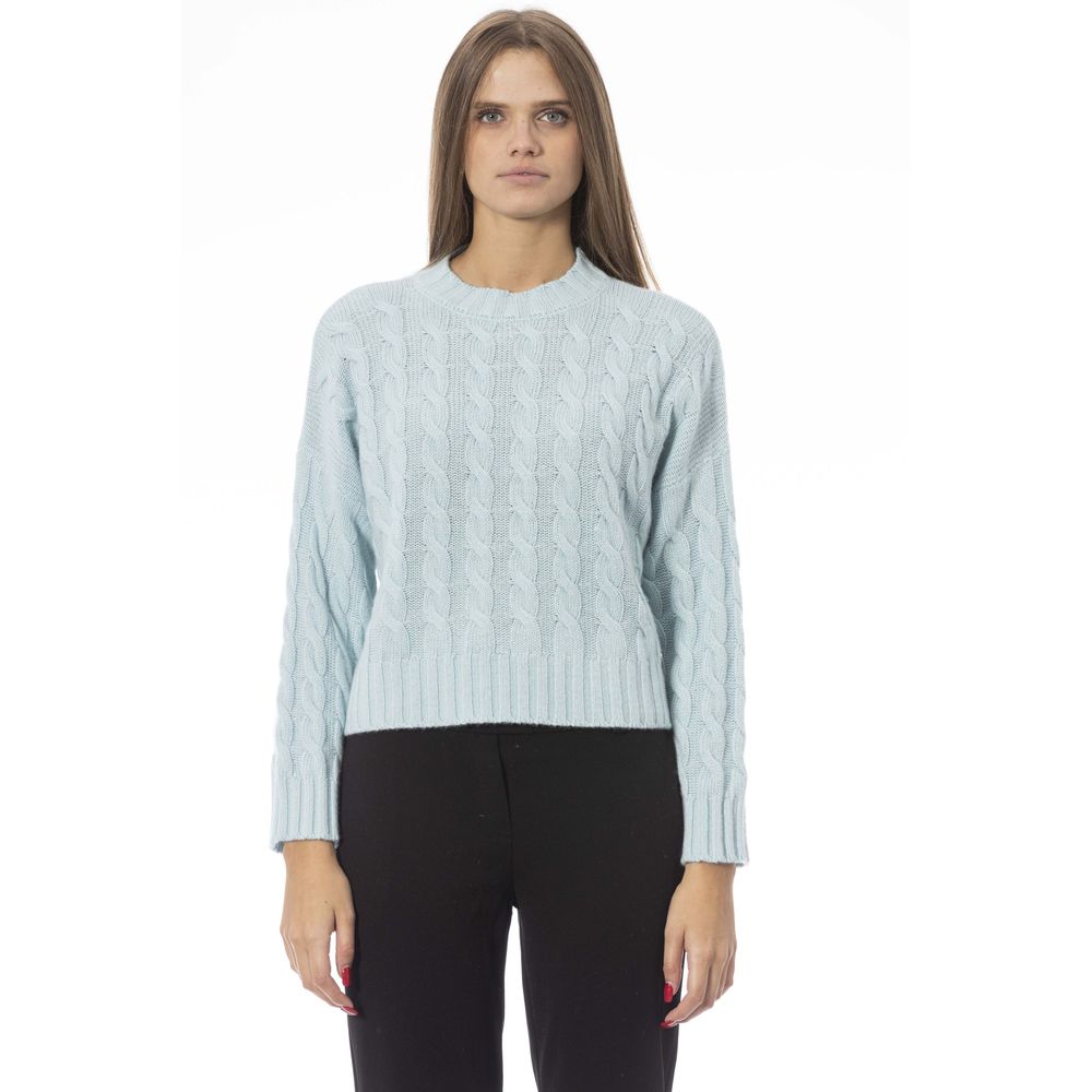 Baldinini Trend Chic Light Blue Crew Neck Sweater