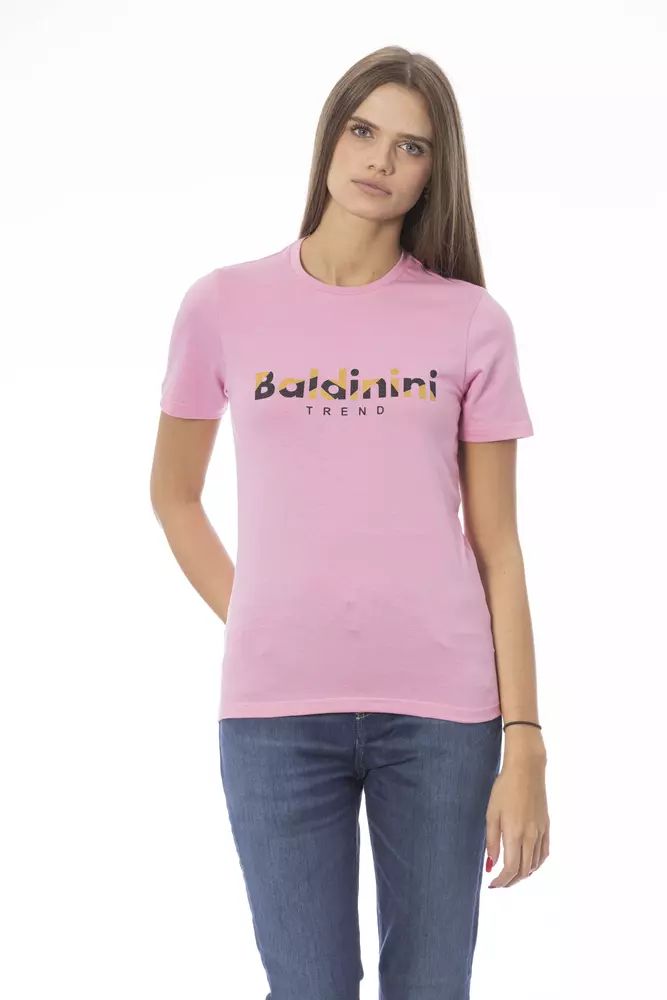 Baldinini Trend Chic Pink Cotton Crew Neck Tee