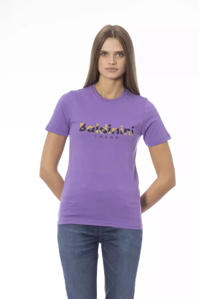 Baldinini Trend Chic Purple Crew Neck Cotton Tee