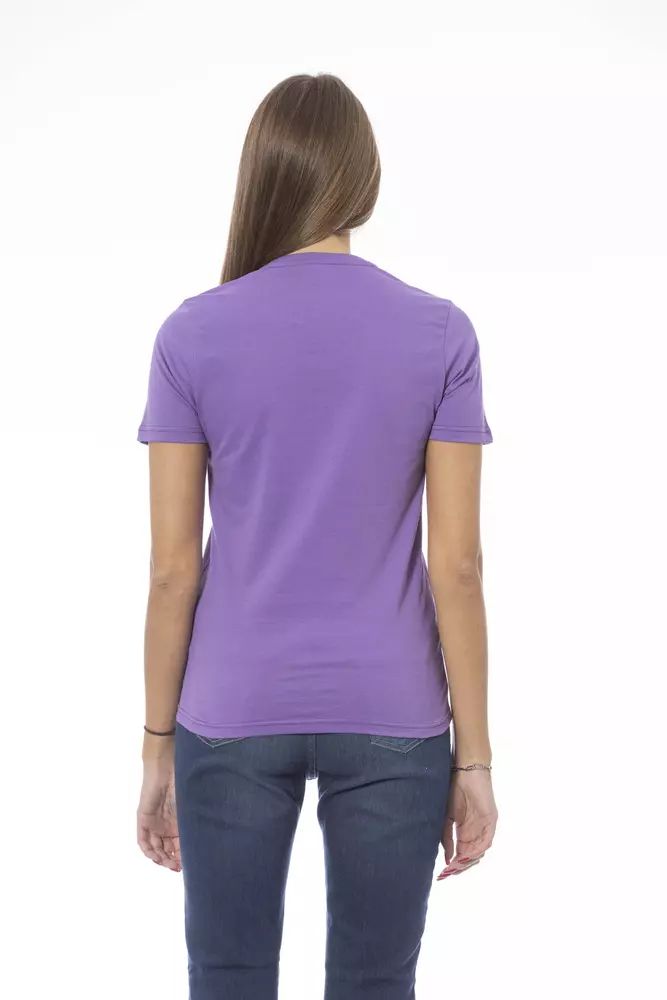 Baldinini Trend Chic Purple Crew Neck Cotton Tee