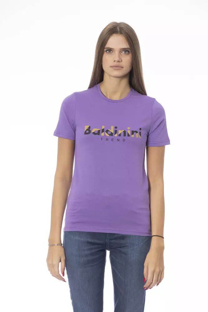 Baldinini Trend Chic Purple Crew Neck Cotton Tee