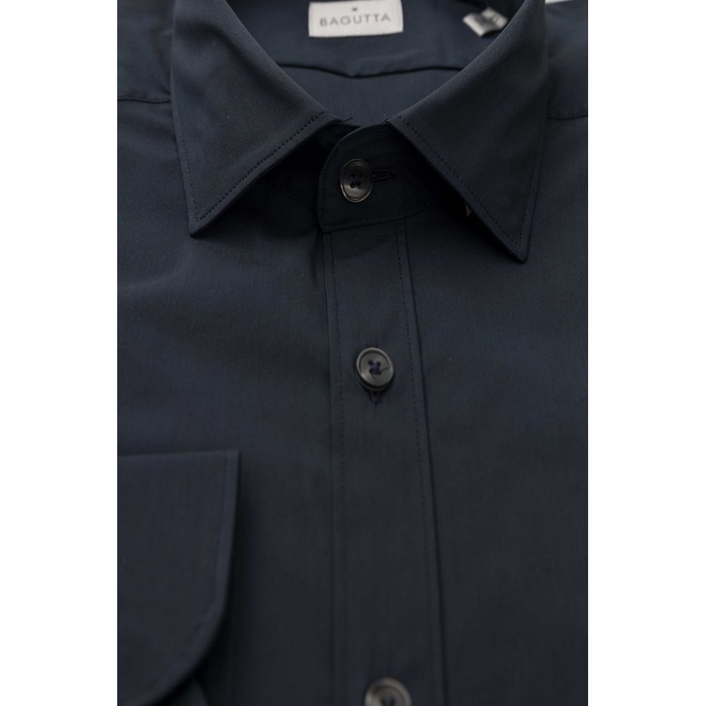 Bagutta Slim Fit French Collar Shirt in Blue