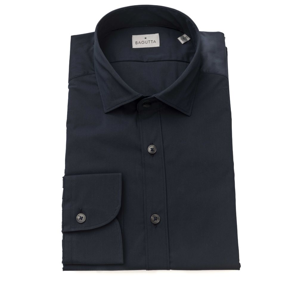 Bagutta Slim Fit French Collar Shirt in Blue