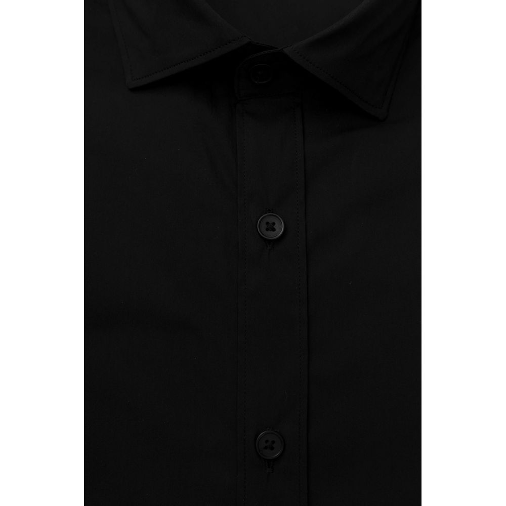 Bagutta Sleek Black Slim Fit French Collar Shirt