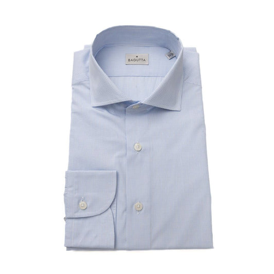 Bagutta Elegant Light Blue Cotton Shirt with French Collar