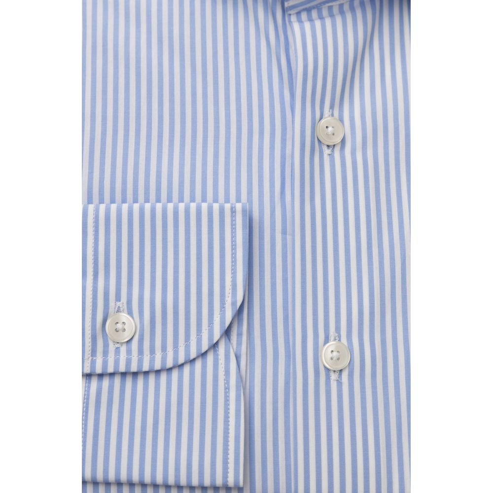 Bagutta Elegant Light Blue Medium Fit French Collar Shirt