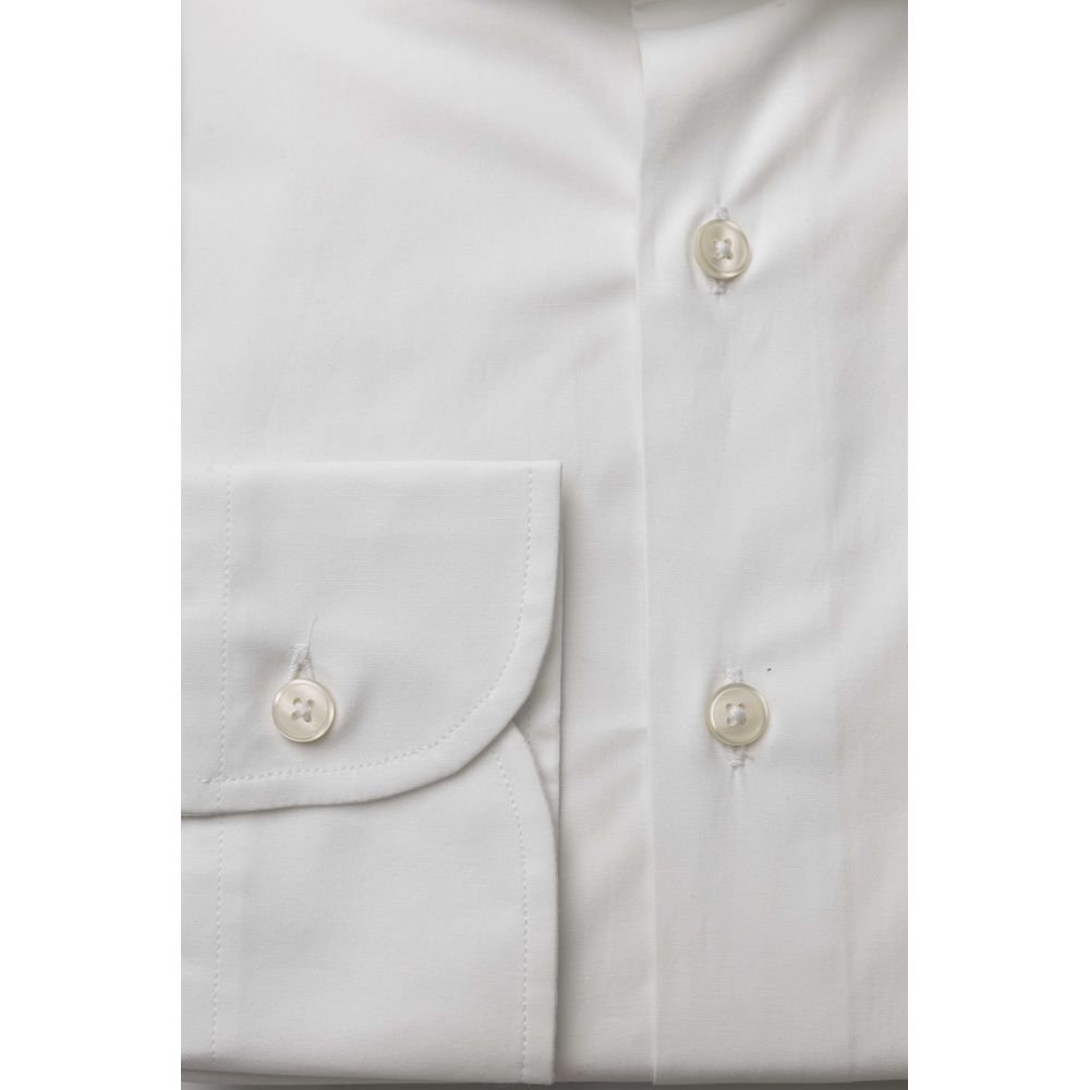 Bagutta Sleek White Slim Fit Cotton Shirt