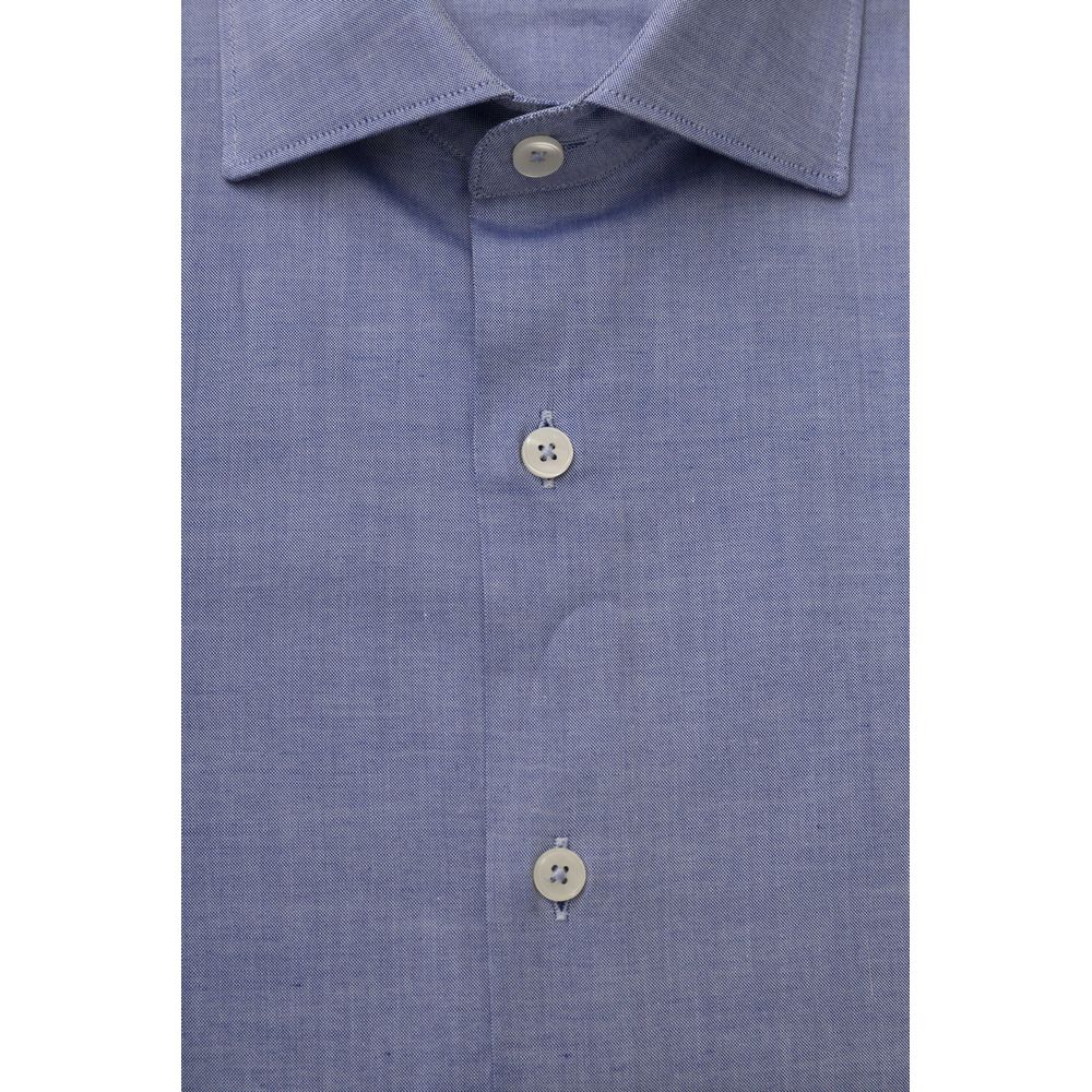 Bagutta Elegant Light Blue Cotton Shirt with French Collar